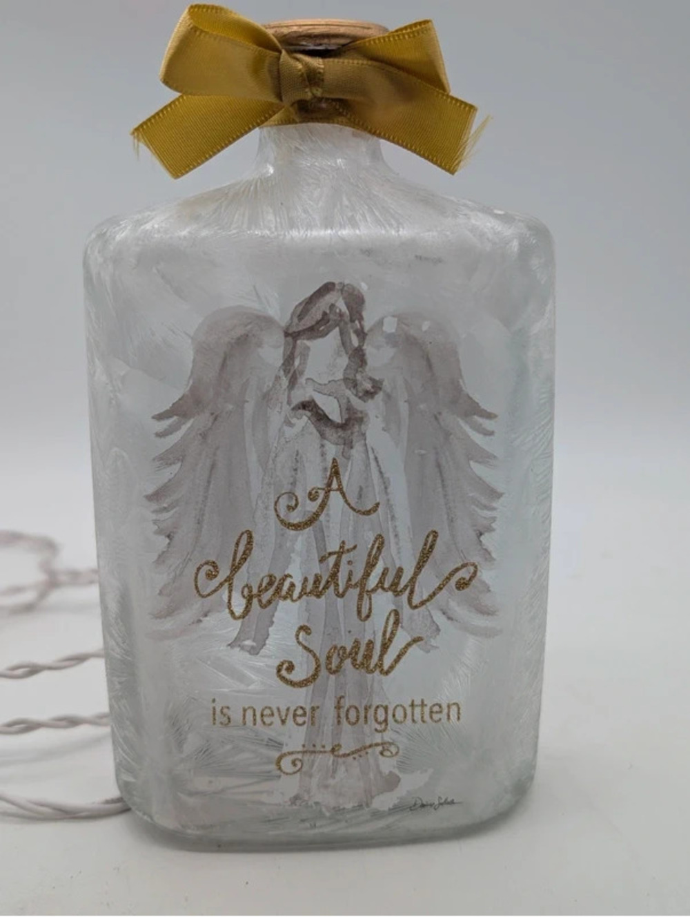 Stony Creek Lighted Glass Bottle Lamp Angel Memorial A Beautiful Soul